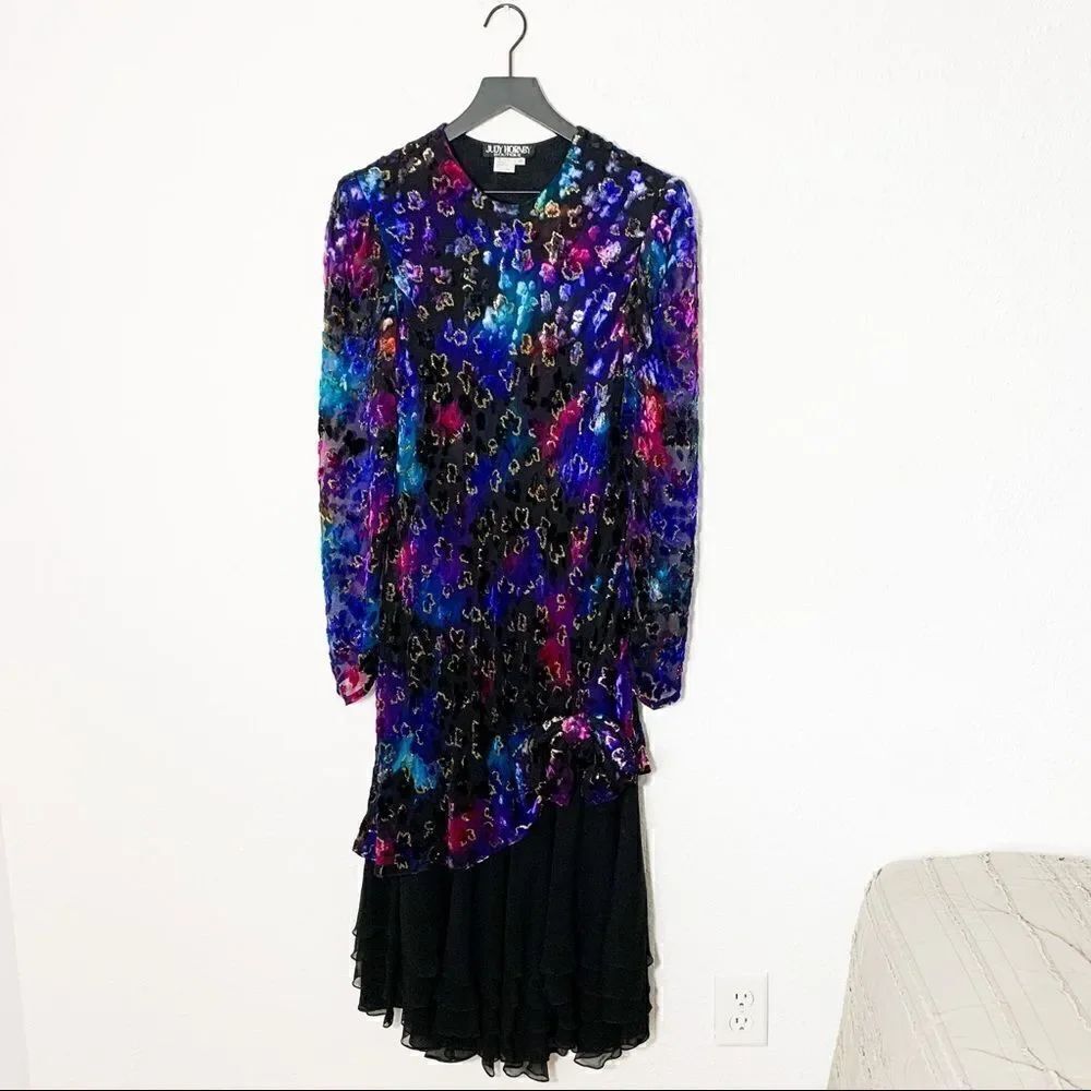 Judy Hornby 1980s multi color formal silk blend